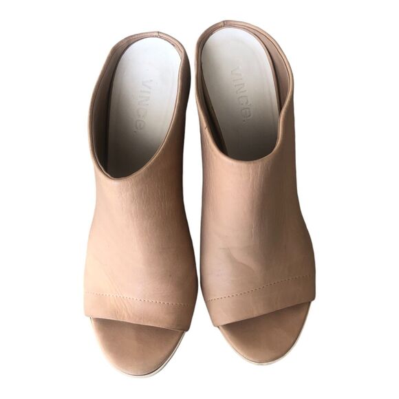 Vince Allison‎ Peep-Toe Italian Leather Mule Nude BeigeSandal Slides Size 9.5 - Picture 3 of 13